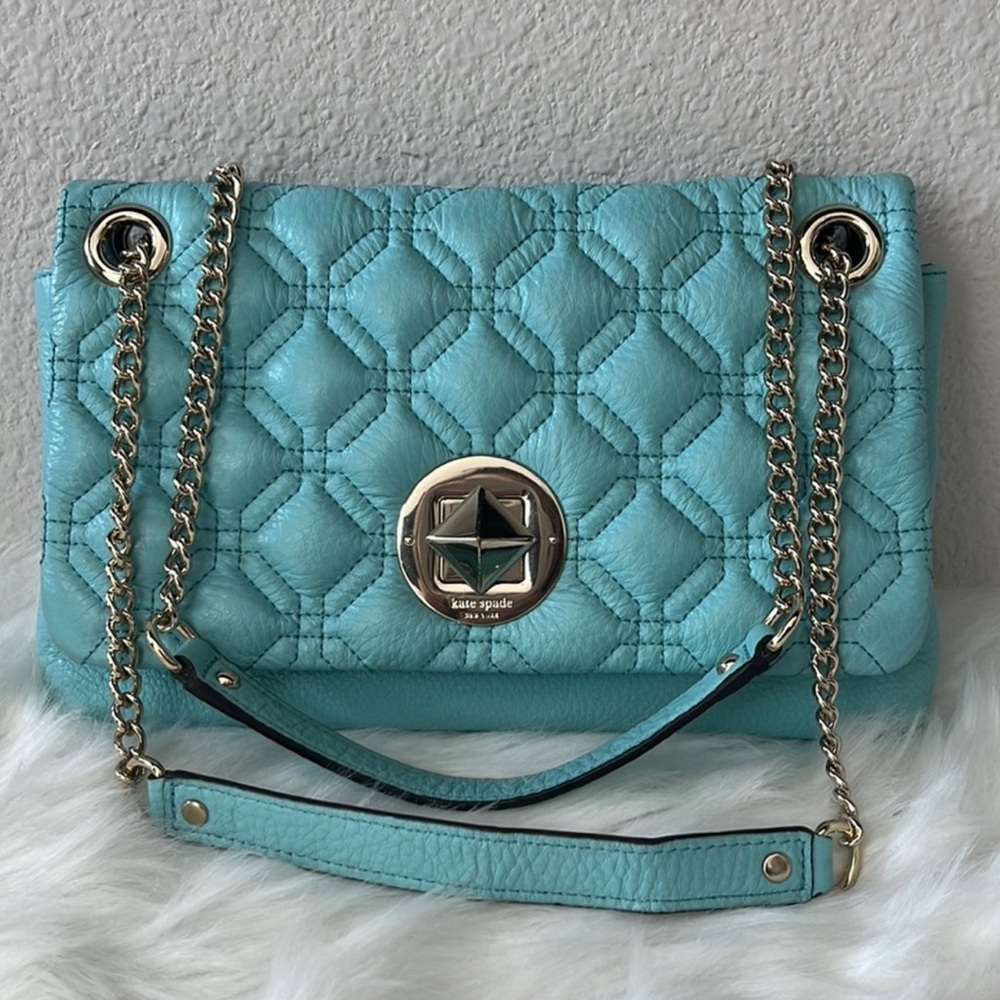 EUC Kate Spade Light Blue Quilted Leather Astor Court Cynthia Shoulder Bag